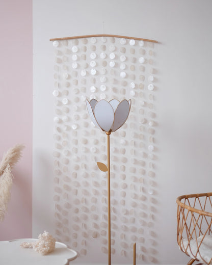 Pied de lampadaire et abat-jour fleur simple - Baby Blue