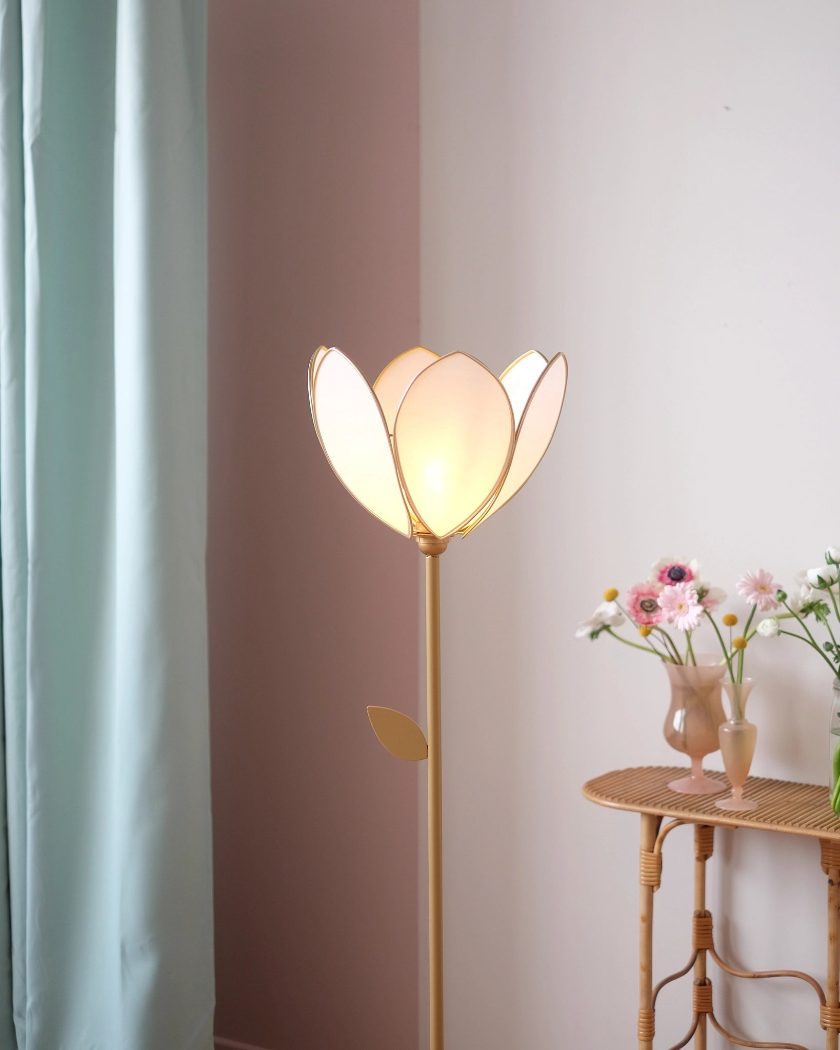 Abat-jour Fleur pour lampadaire - Simple Rose nude