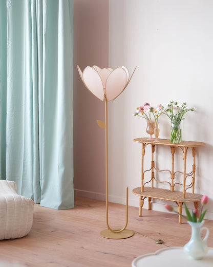 Abat-jour Fleur pour lampadaire - Double Rose nude