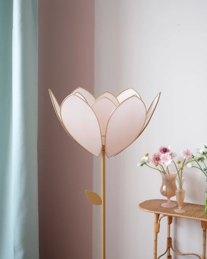 Abat-jour Fleur pour lampadaire - Double Rose nude