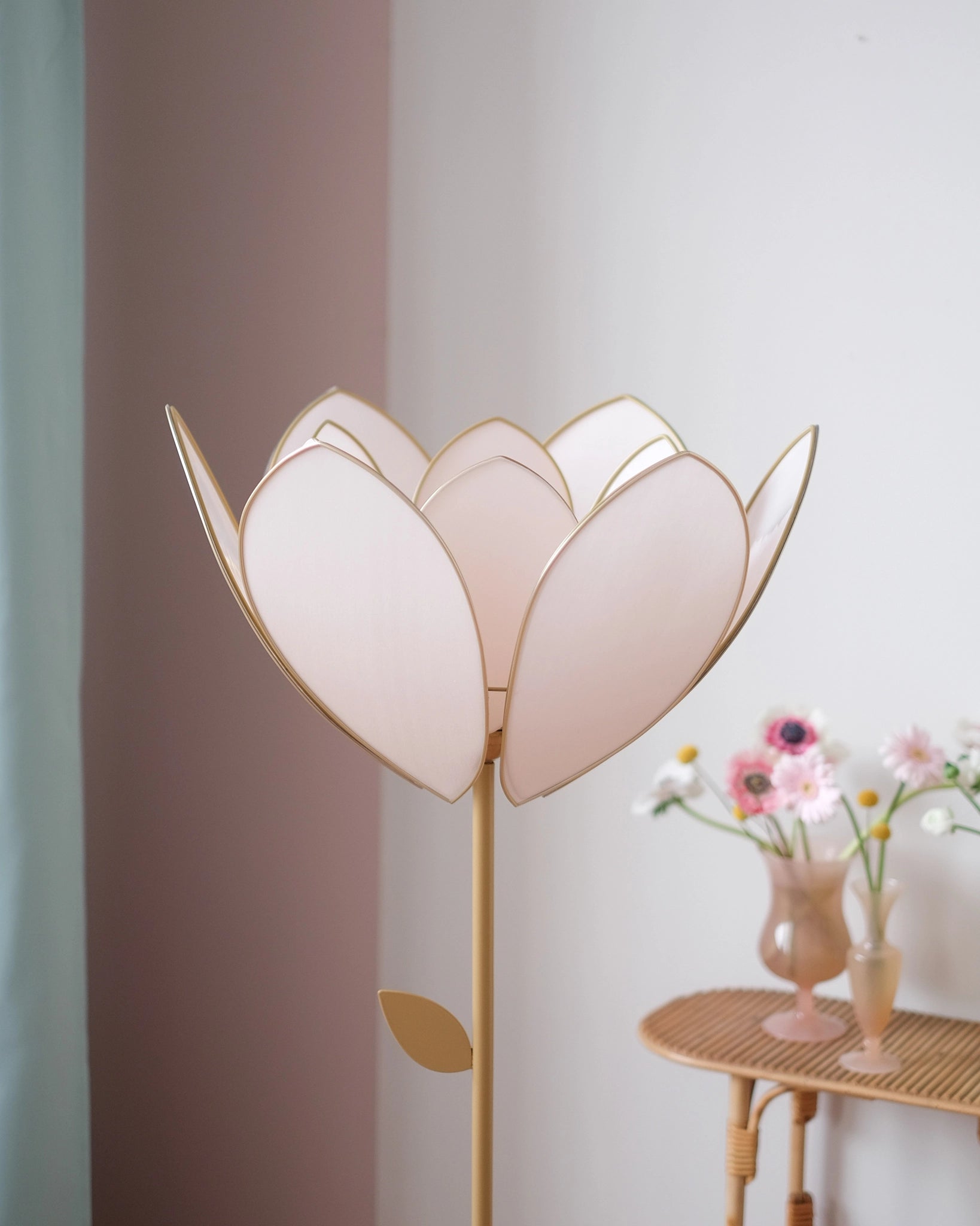 Abat-jour Fleur pour lampadaire - Double Rose nude