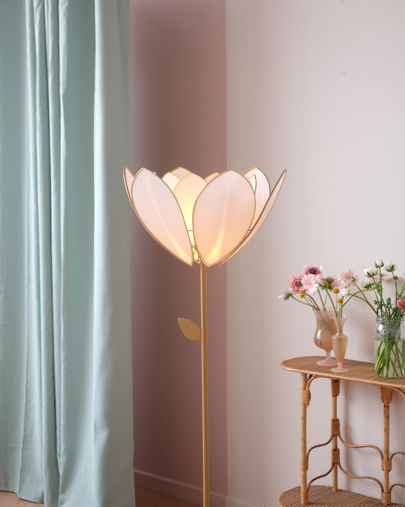 Abat-jour Fleur pour lampadaire - Double Rose nude