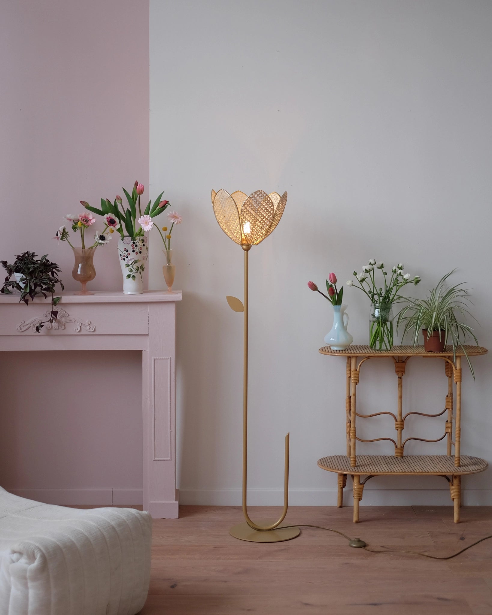 Abat-jour Fleur pour lampadaire - Simple Cannage