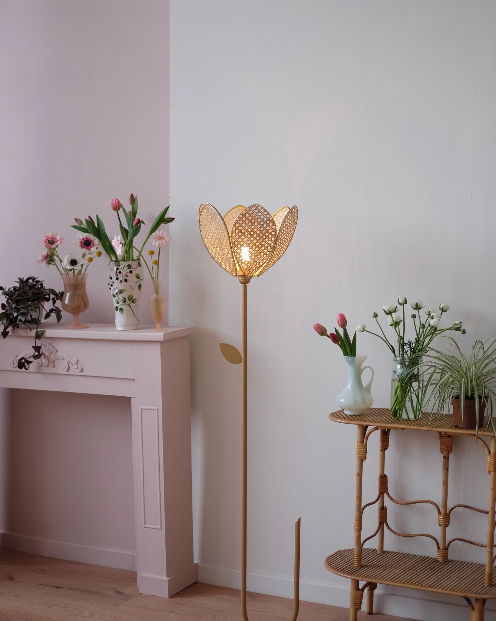 Abat-jour Fleur pour lampadaire - Simple Cannage