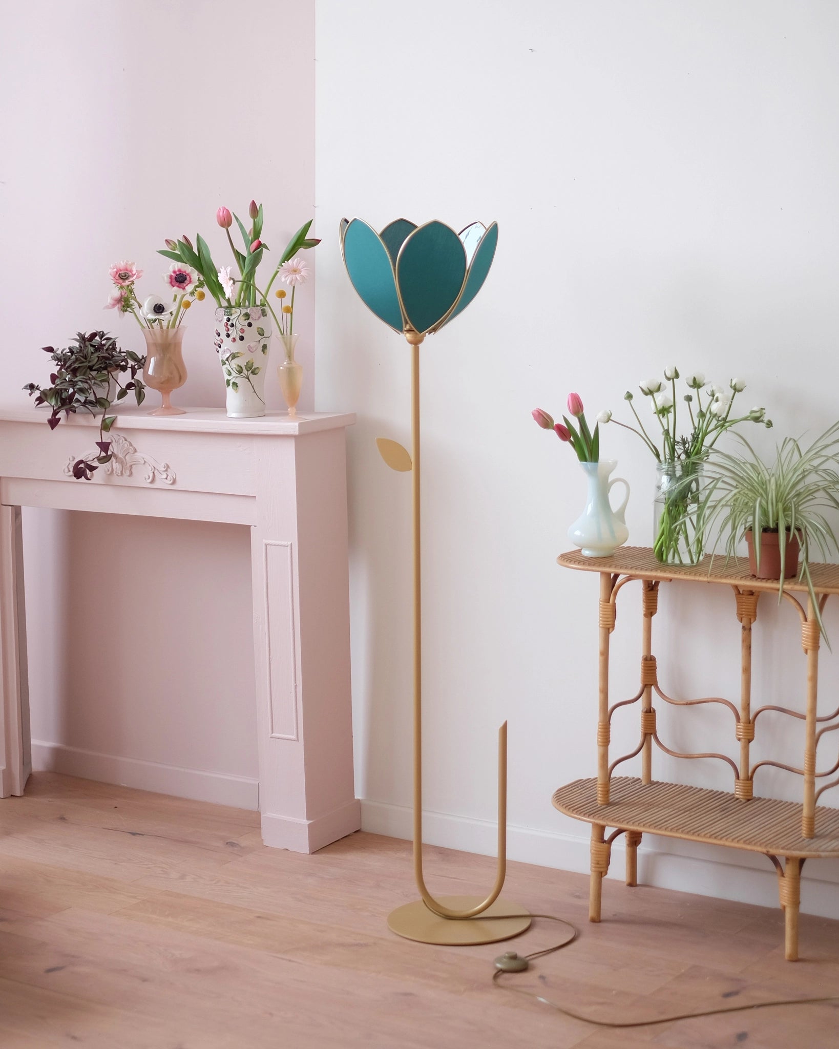 Abat-jour Fleur pour lampadaire - Simple Vert Jungle