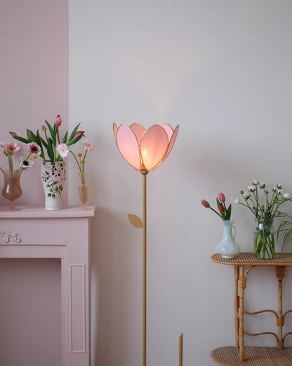 Pied de lampadaire et abat-jour fleur simple - Sugar