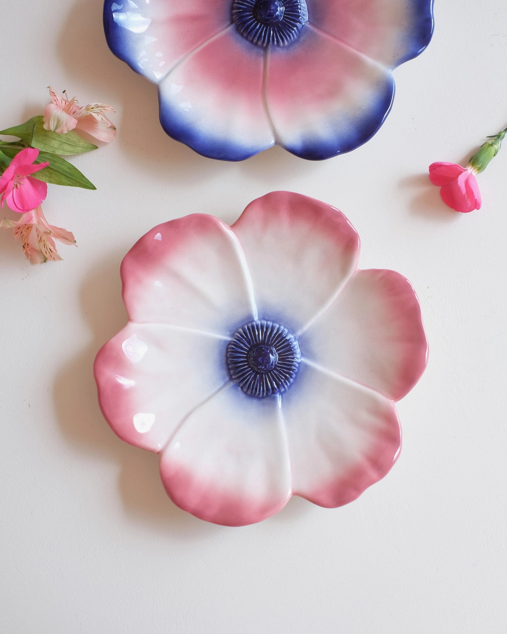 2 grandes coupes Poppy - Cobalt & Rose