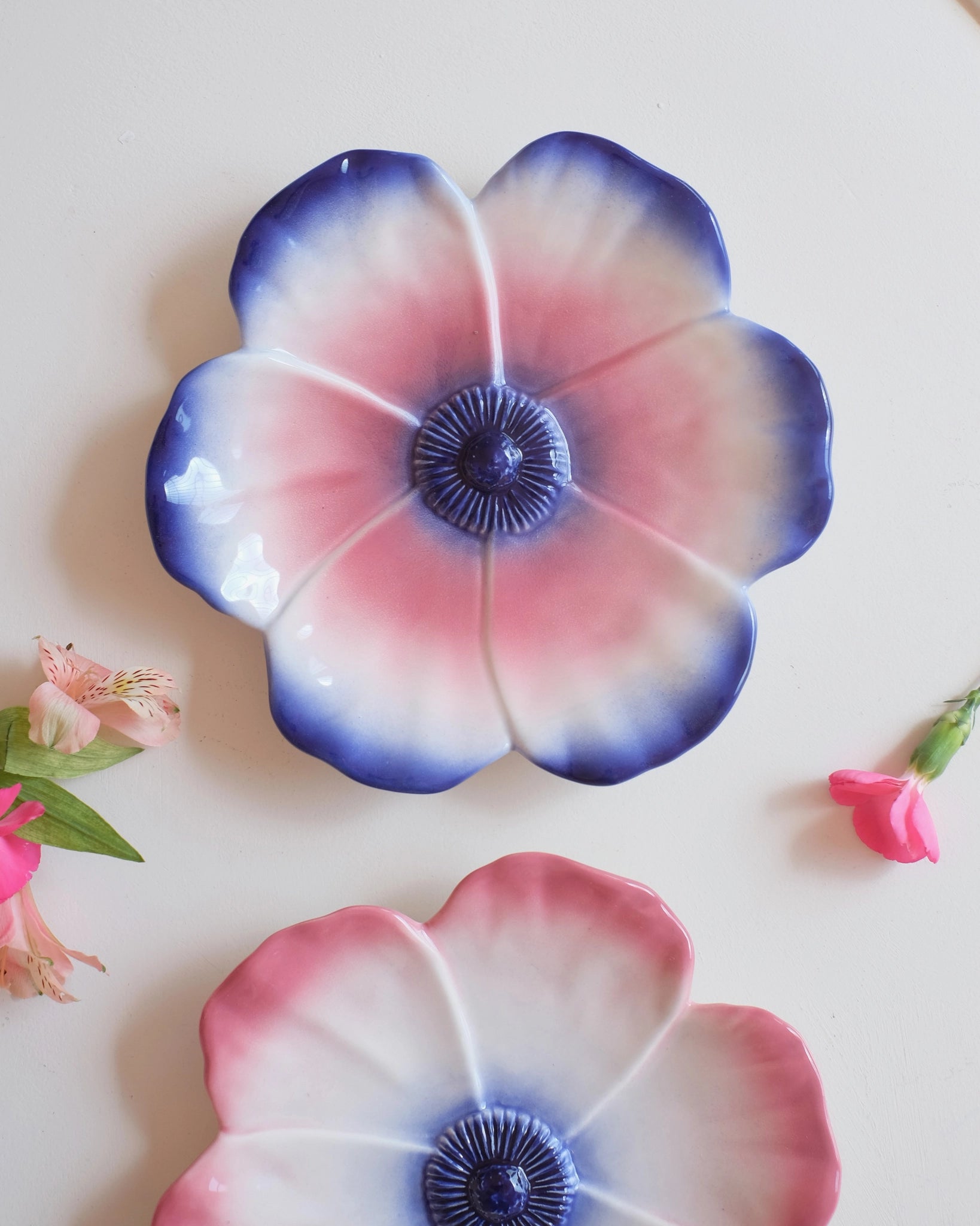 2 grandes coupes Poppy - Cobalt & Rose