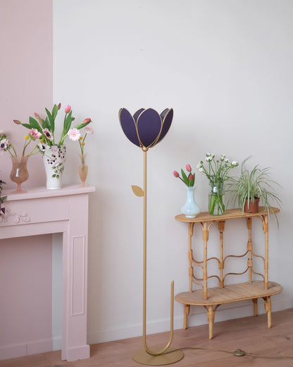 Abat-jour Fleur pour lampadaire - Simple Bleu nuit