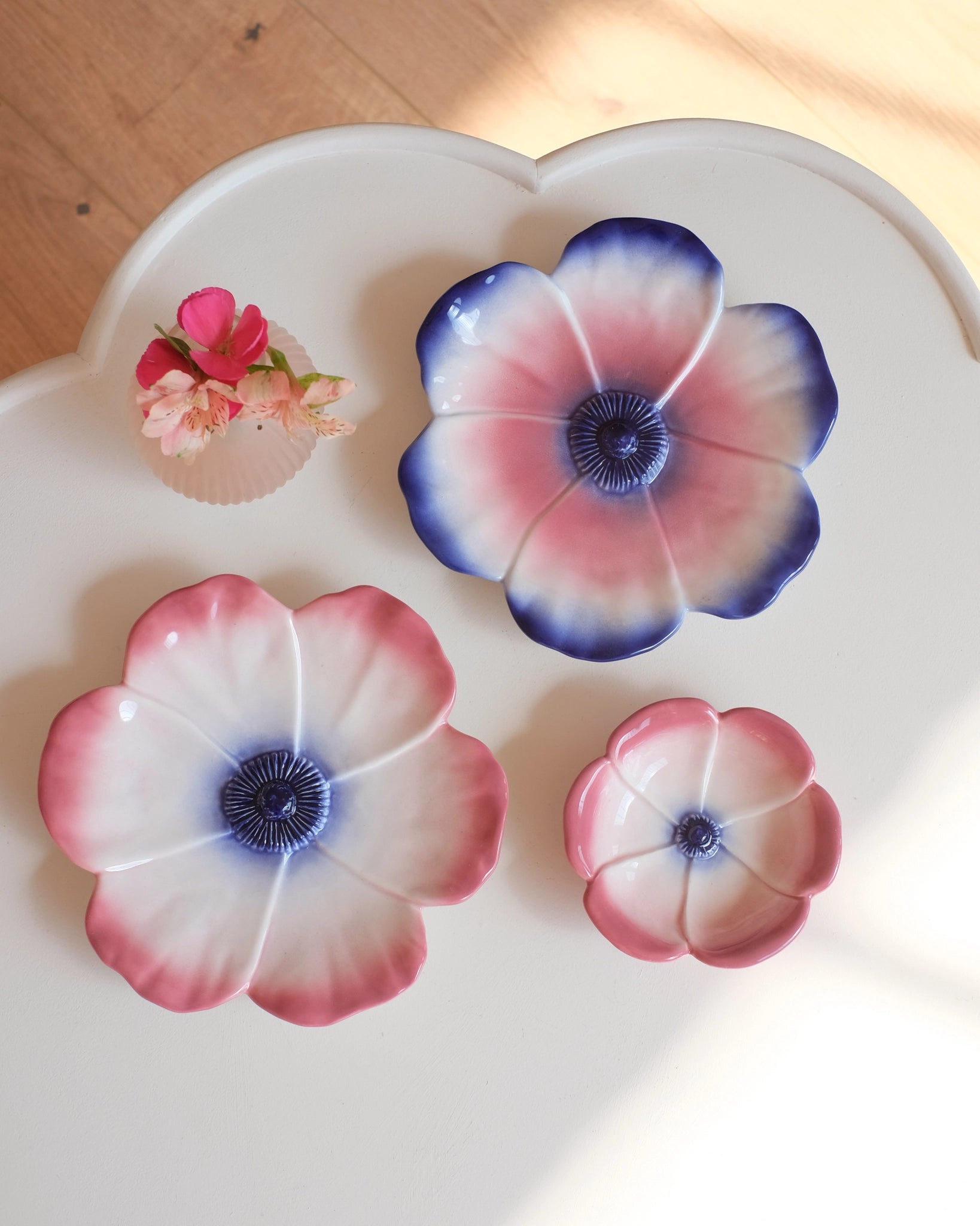 2 grandes coupes Poppy - Cobalt & Rose