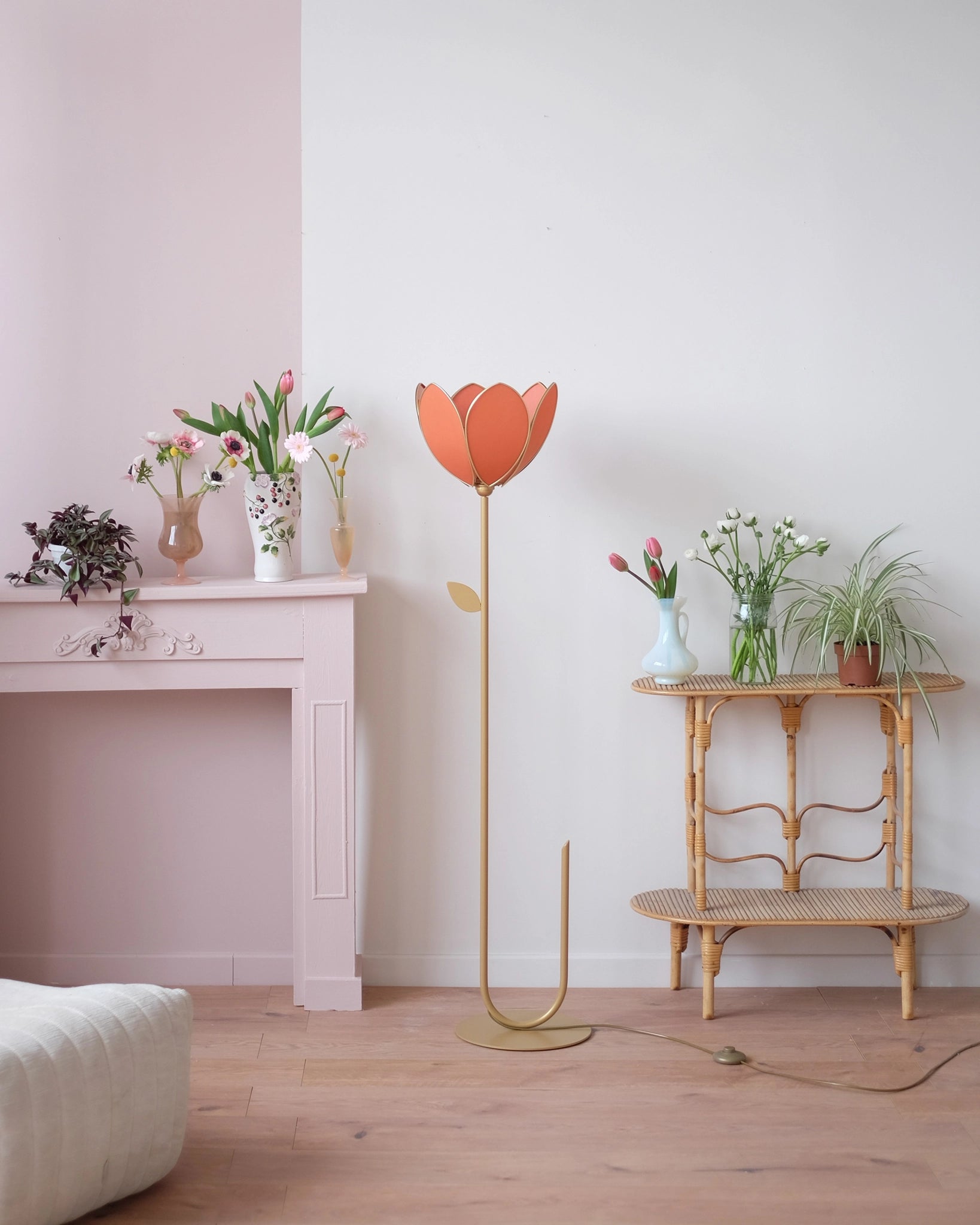 Abat-jour Fleur pour lampadaire - Simple Ocre