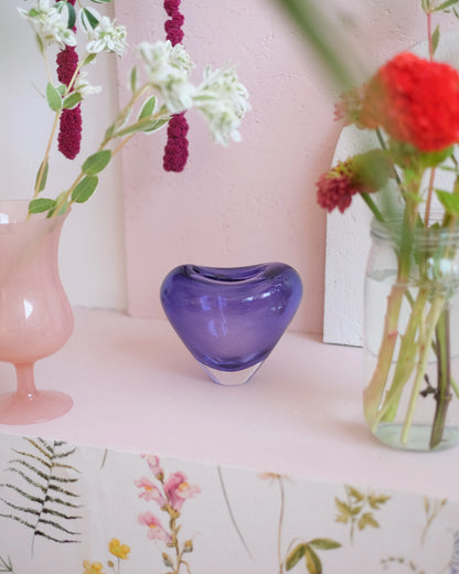 Vase coeur en verre danois