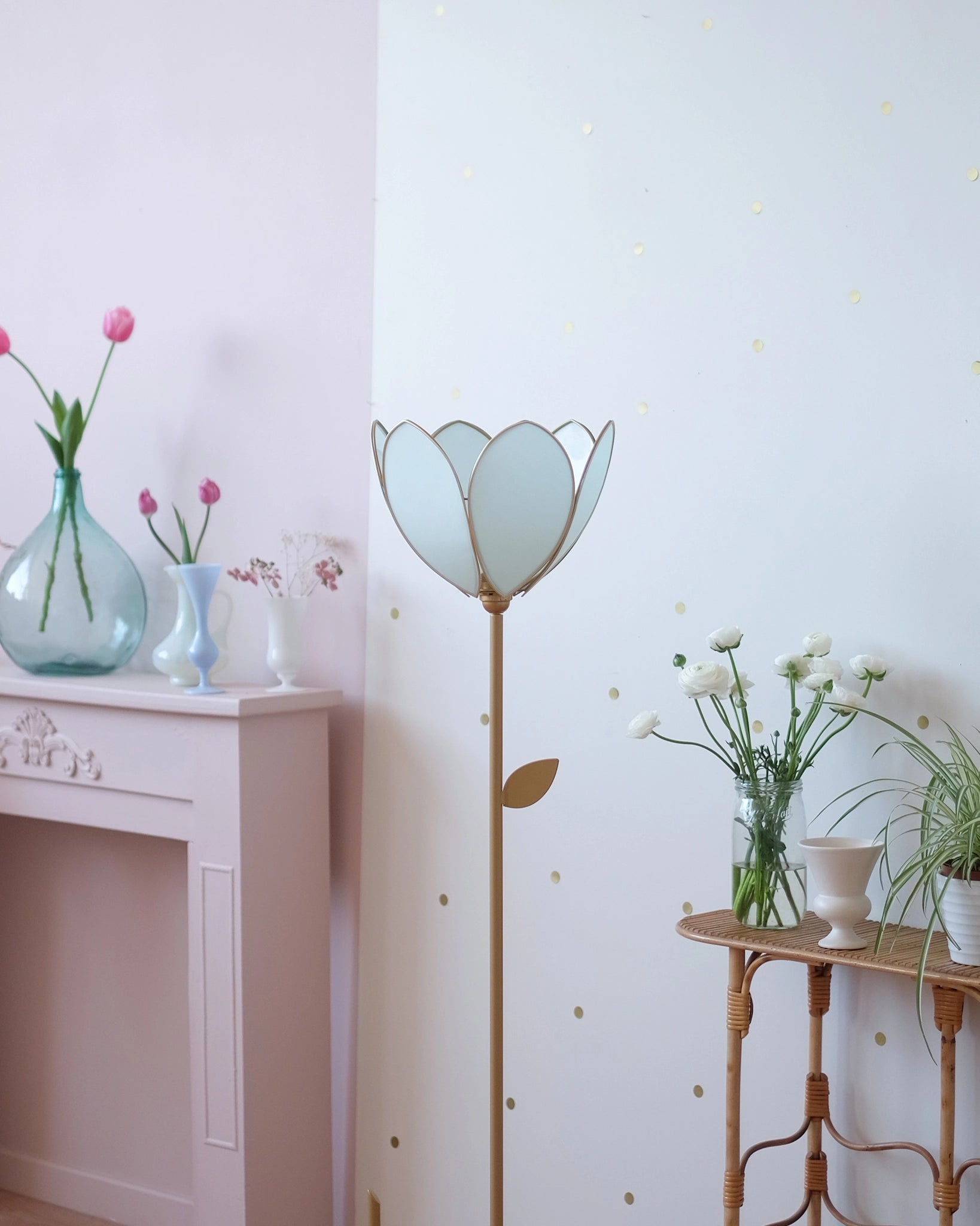 Abat-jour Fleur pour lampadaire - Simple Glacier