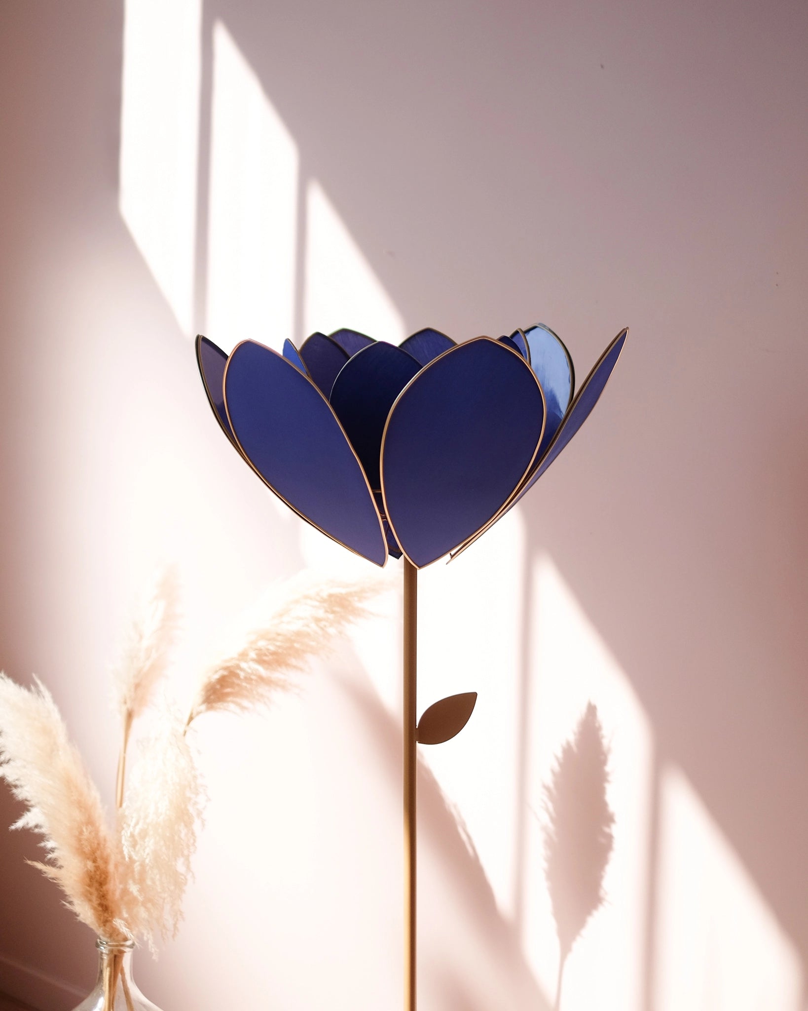 Abat-jour Fleur pour lampadaire - Double Bleu royal