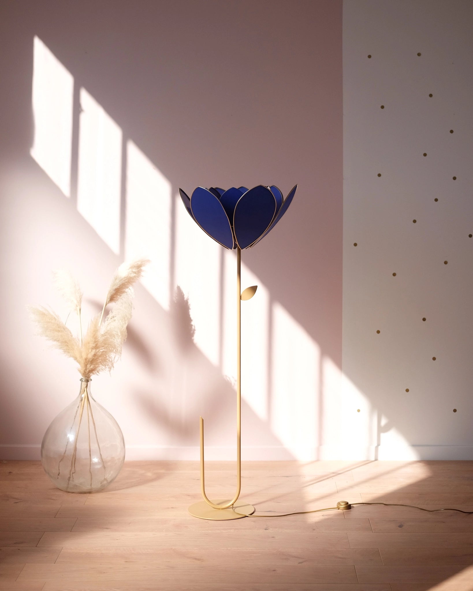 Abat-jour Fleur pour lampadaire - Double Bleu royal