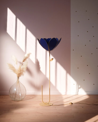 Abat-jour Fleur pour lampadaire - Double Bleu royal