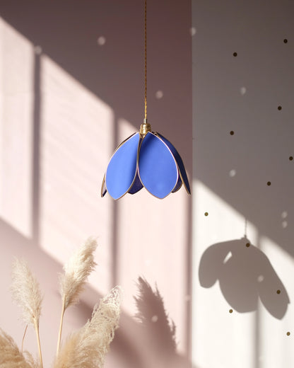 Suspension Fleur simple - Bleu royal et doré