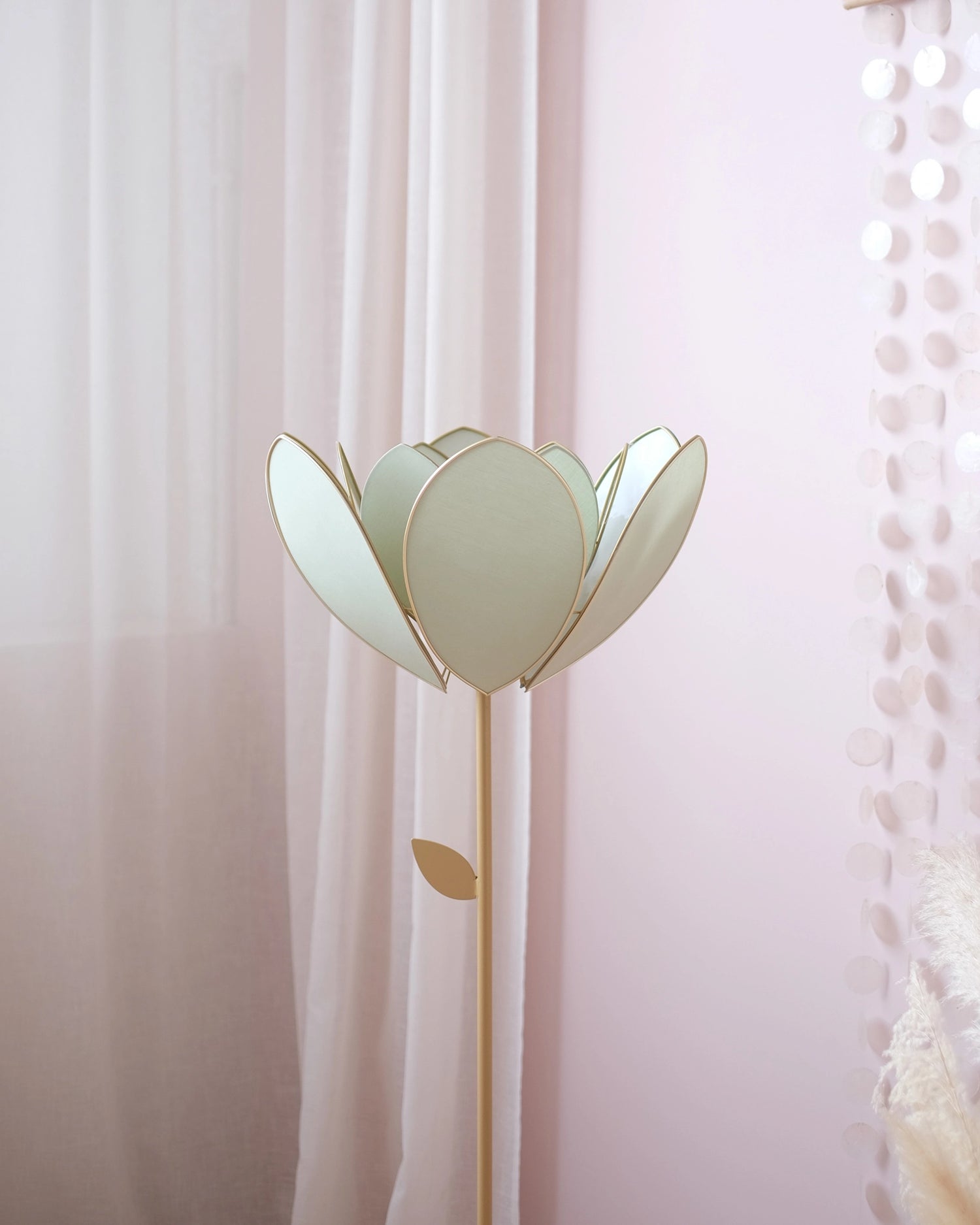 Pied de lampadaire et abat-jour fleur double - Eucalyptus