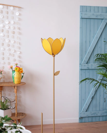 Pied de lampadaire et abat-jour fleur simple - Mimosa