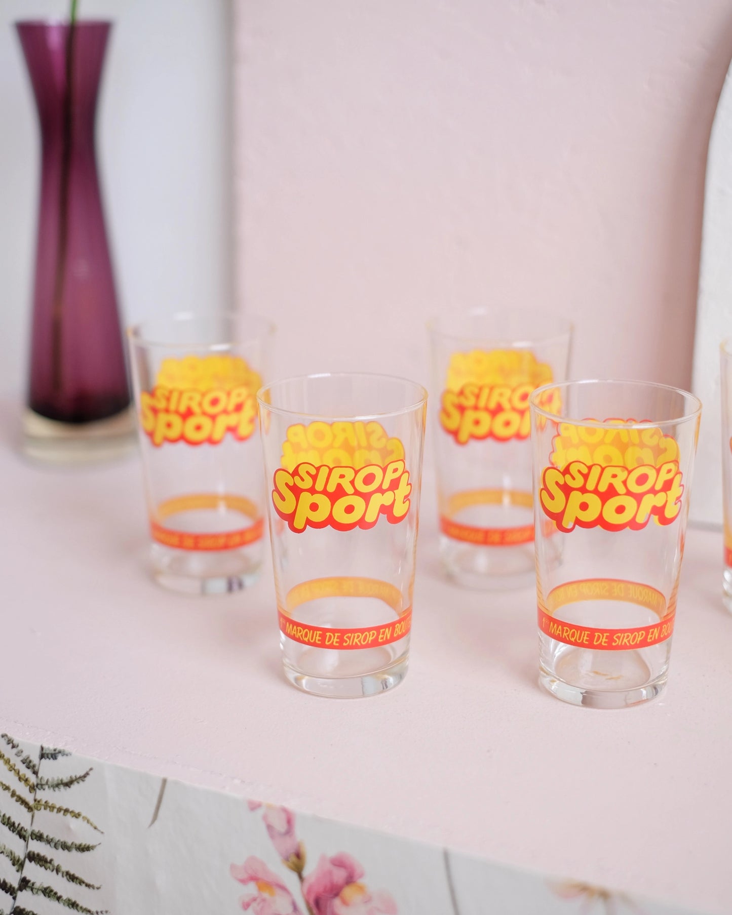 6 verres Sirop Sport vintage