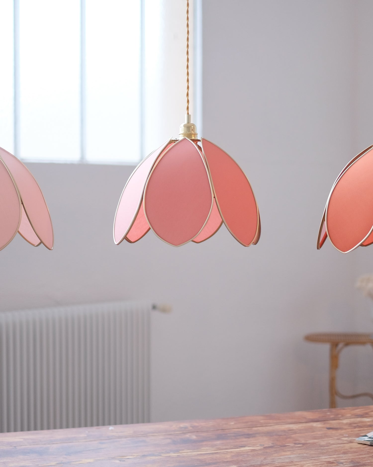 Suspension Fleur simple - Terracotta et doré