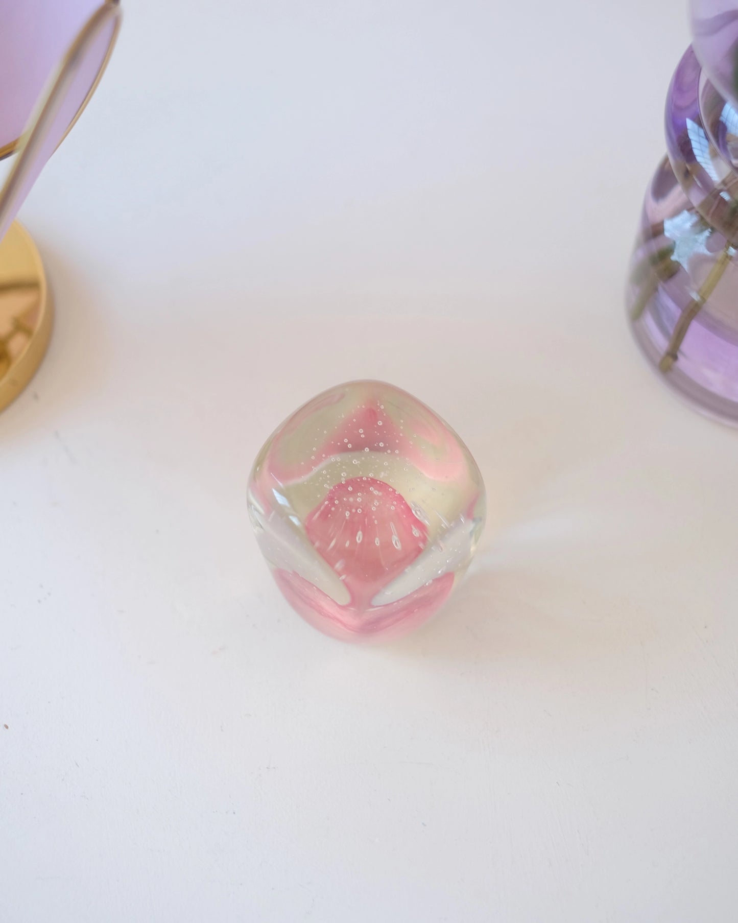 Ancien sulfure en verre rose #4