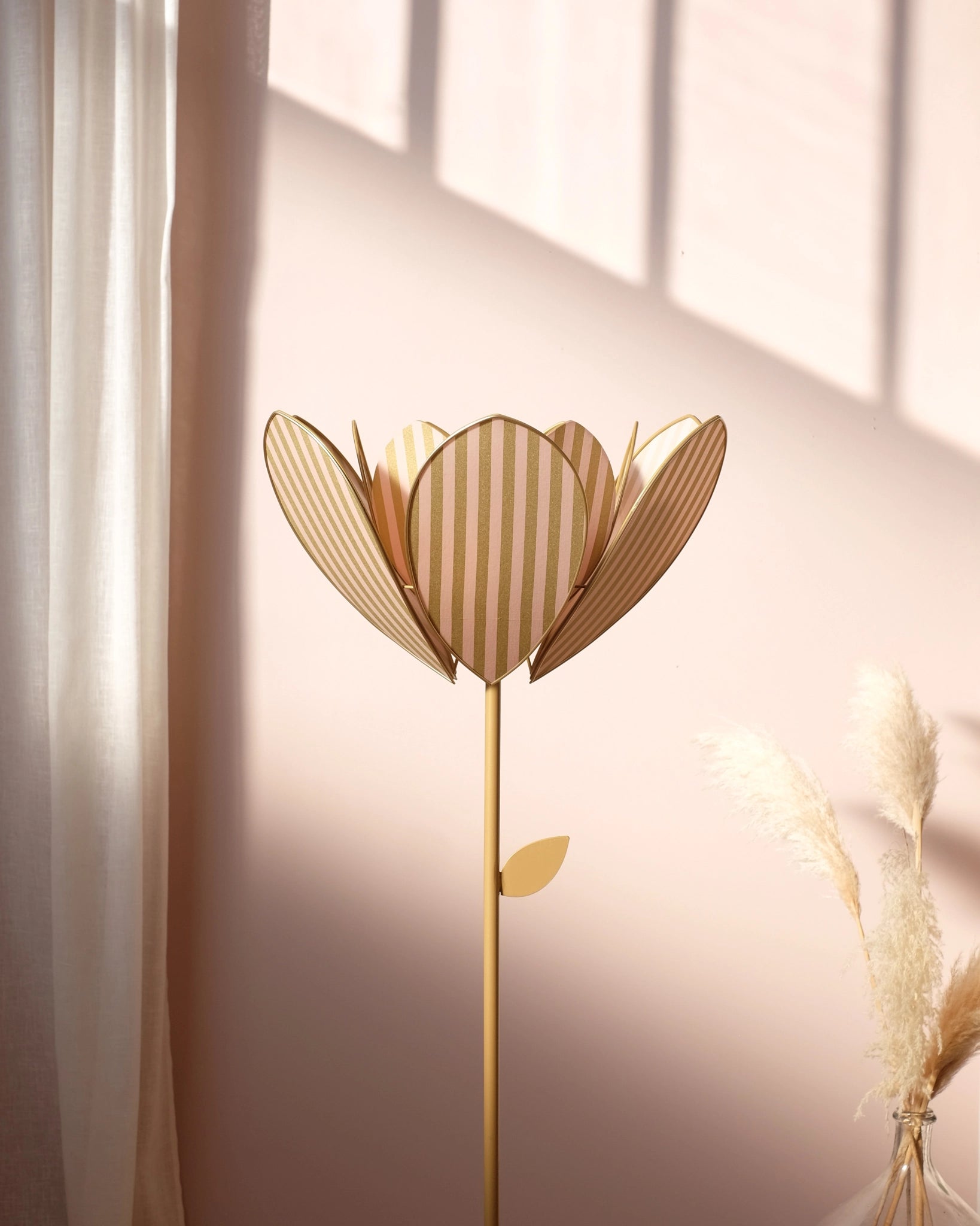 Pied de lampadaire et abat-jour fleur double - Golden Hour