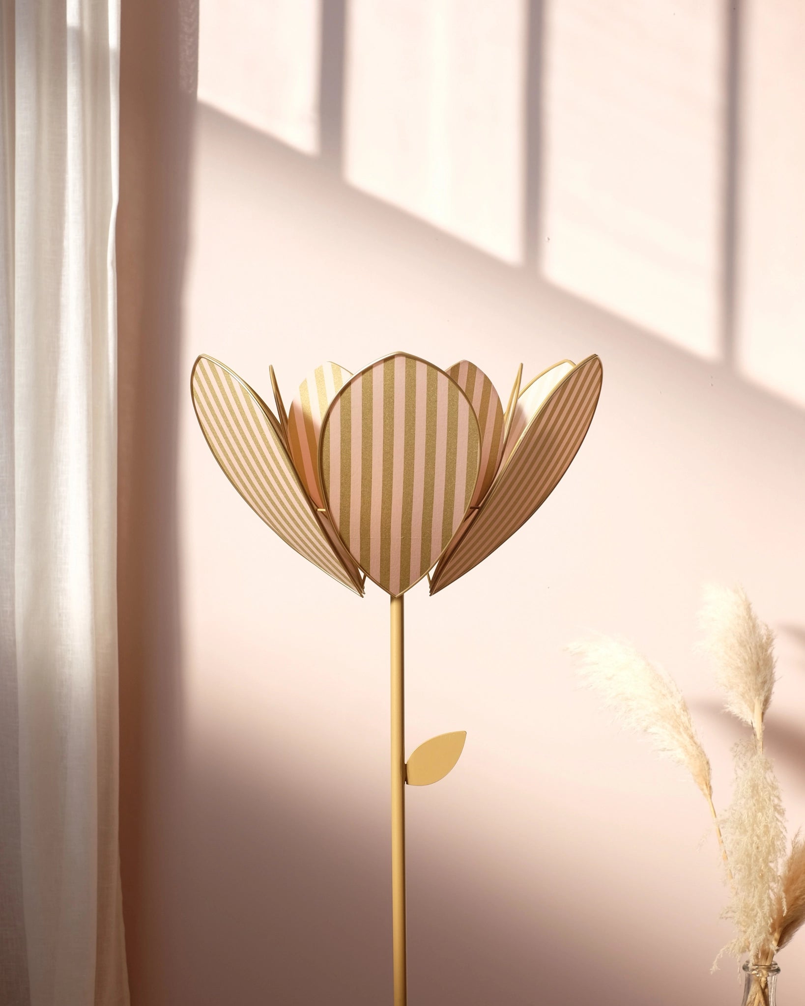 Pied de lampadaire et abat-jour fleur double - Golden Hour