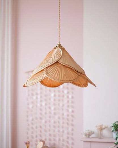 Grande suspension palme vintage en osier