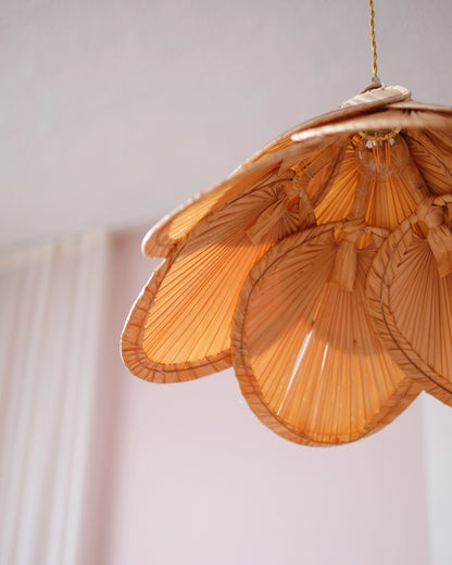 Grande suspension palme vintage en osier