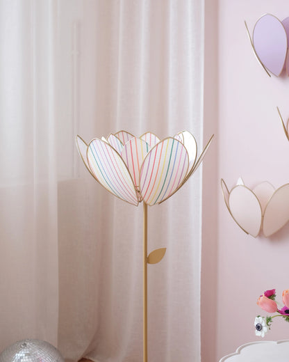 Abat-jour Fleur pour lampadaire - Double Rayures multicolores