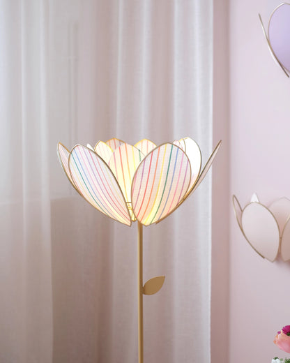 Abat-jour Fleur pour lampadaire - Double Rayures multicolores