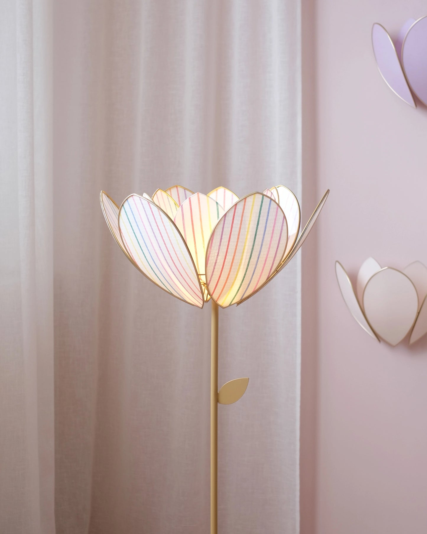 Abat-jour Fleur pour lampadaire - Double Rayures multicolores