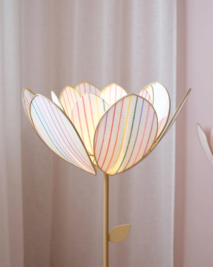 Abat-jour Fleur pour lampadaire - Double Rayures multicolores