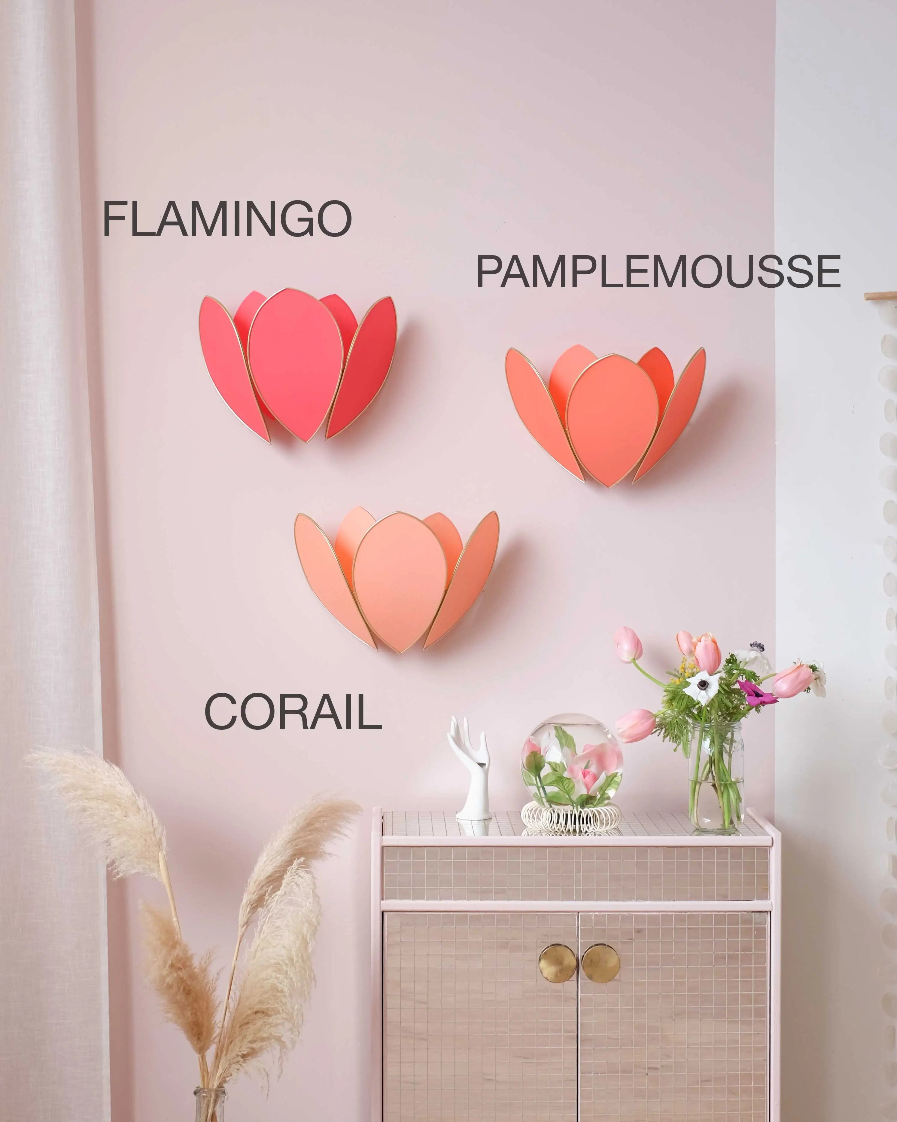 Applique Fleur Double - Flamingo et doré