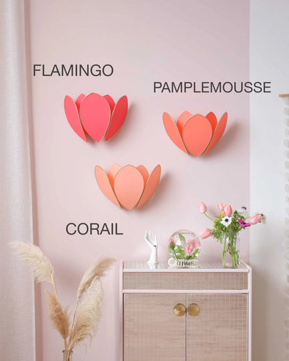 Applique Fleur Double - Pamplemousse et doré