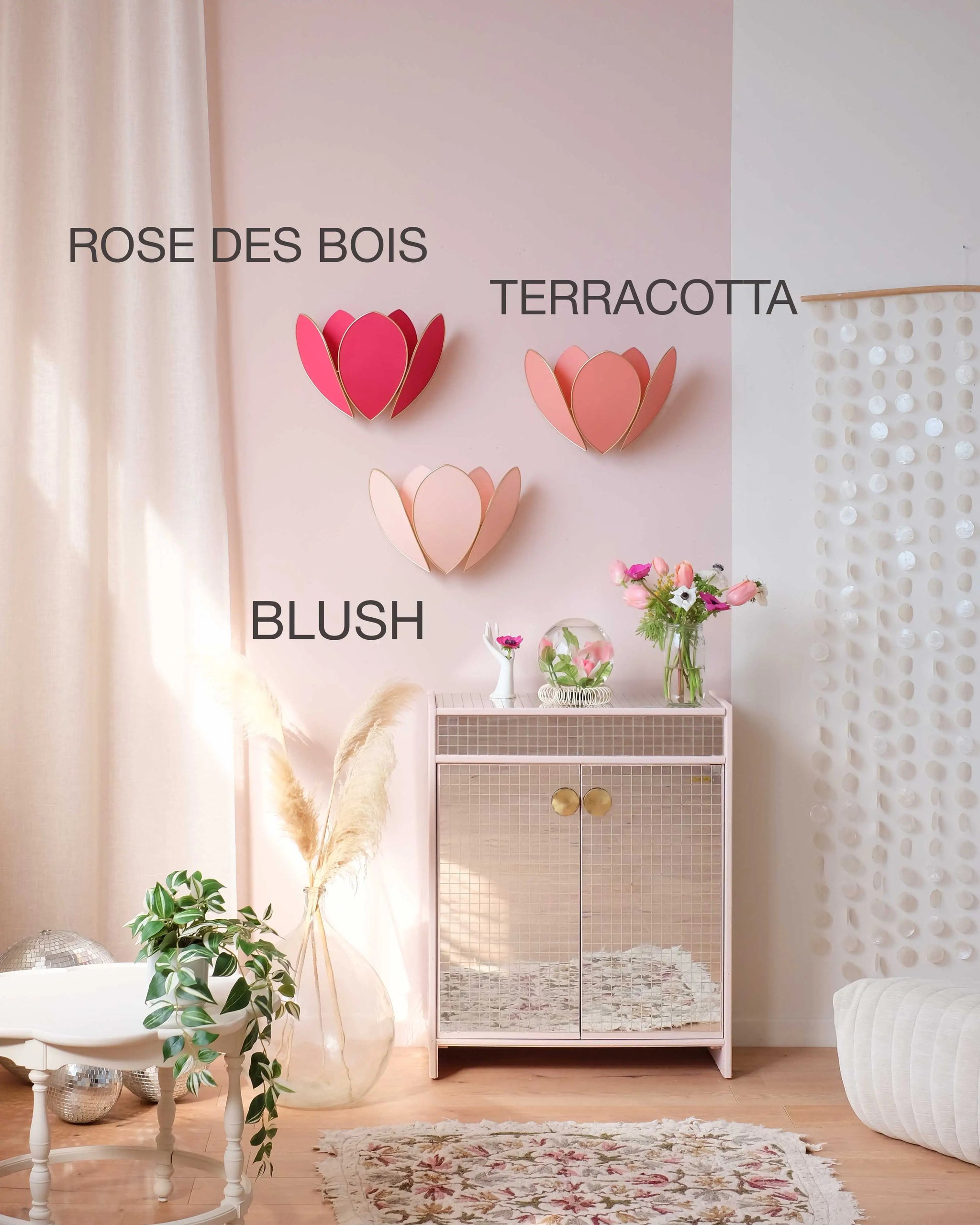 Applique Fleur Double - Blush et doré