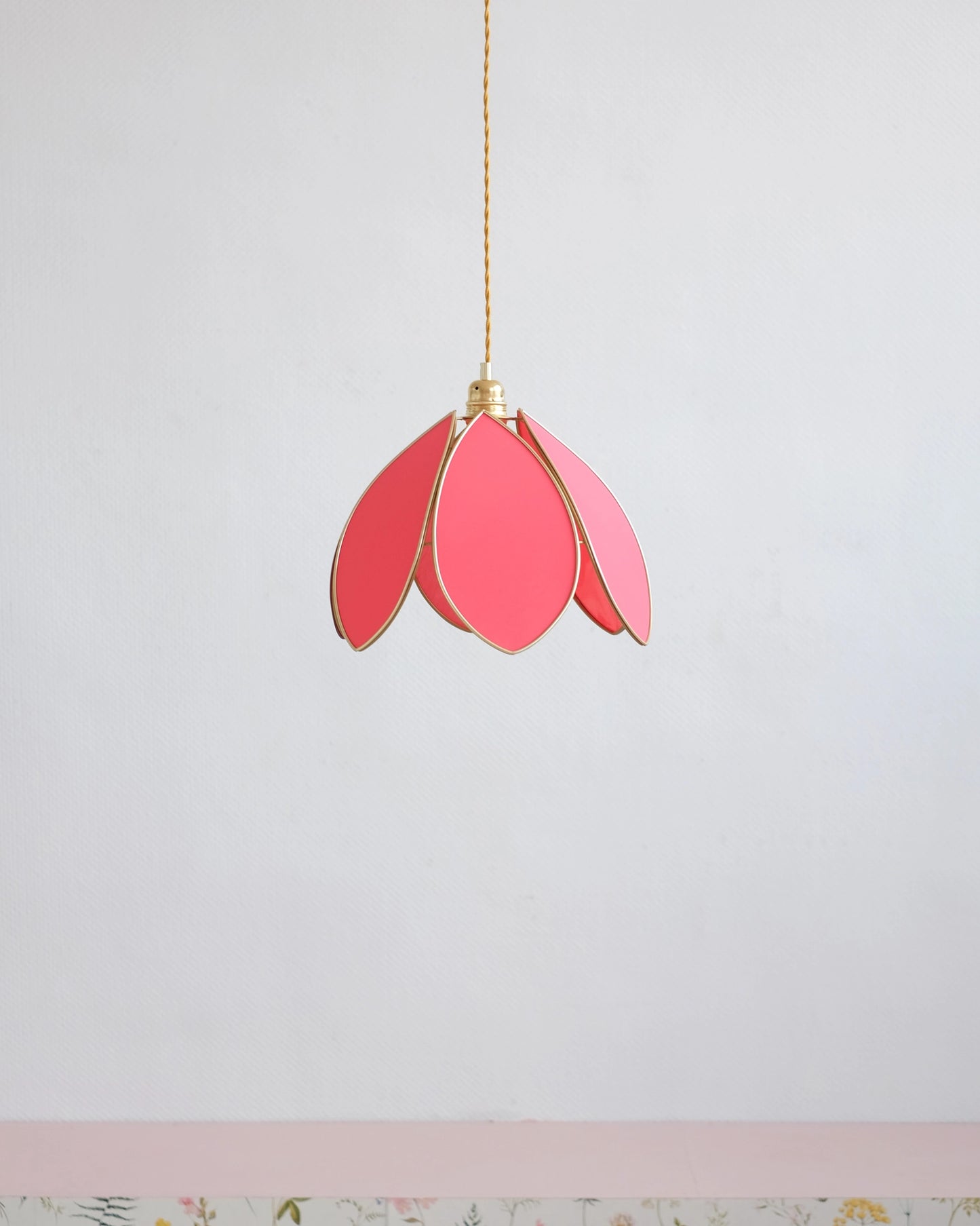 Suspension Fleur simple - Flamingo et doré