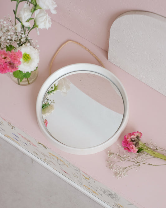 Petit miroir vintage blanc