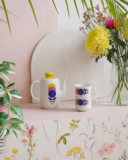 Ancienne cafetière et ses deux tasses en porcelaine vintage