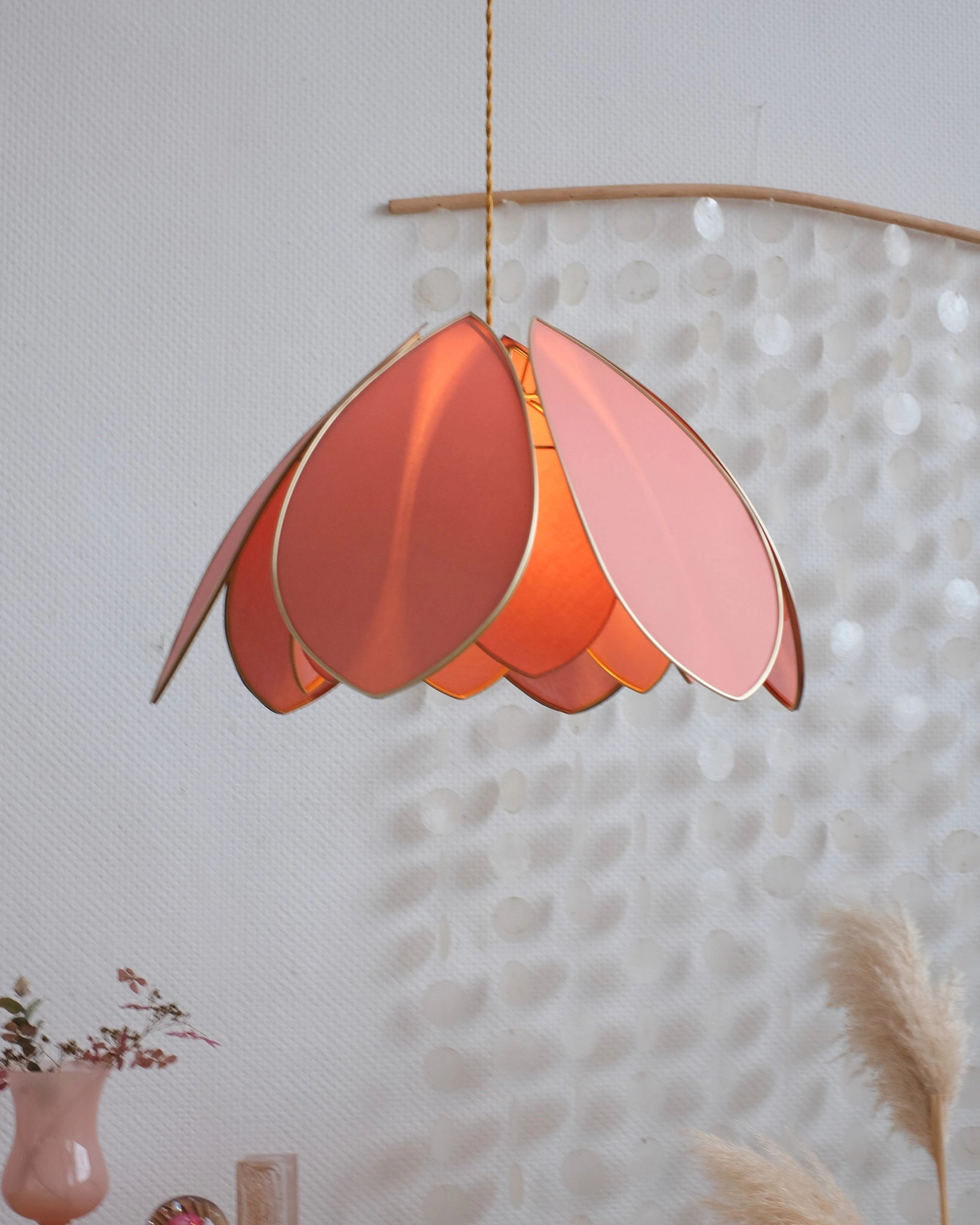 Suspension Fleur double - Terracotta