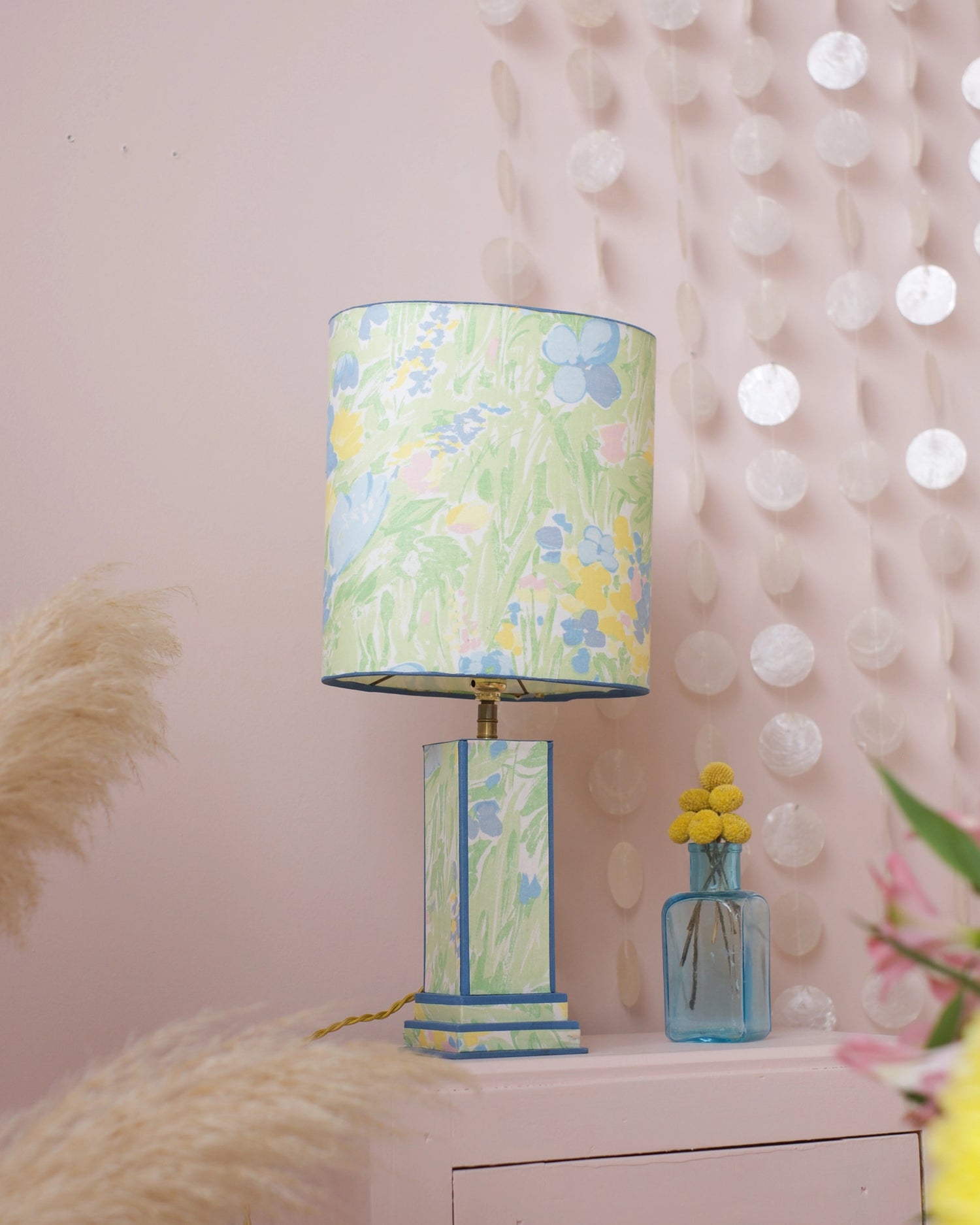 Grande lampe de table en tissu Années 80
