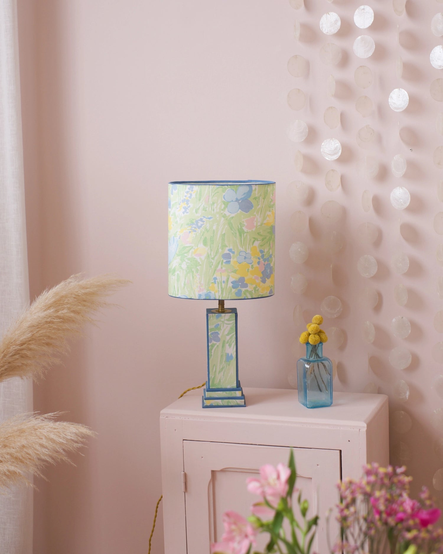 Grande lampe de table en tissu Années 80