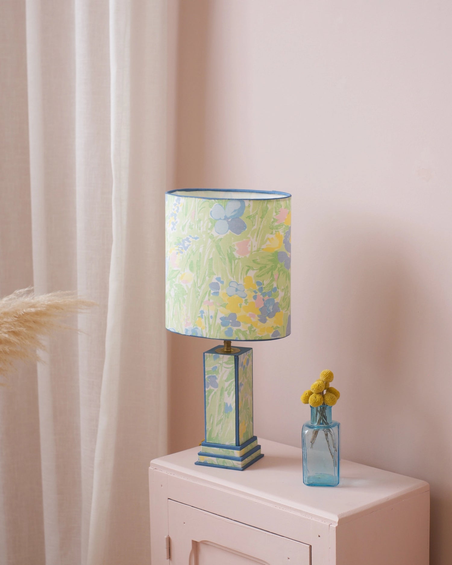 Grande lampe de table en tissu Années 80