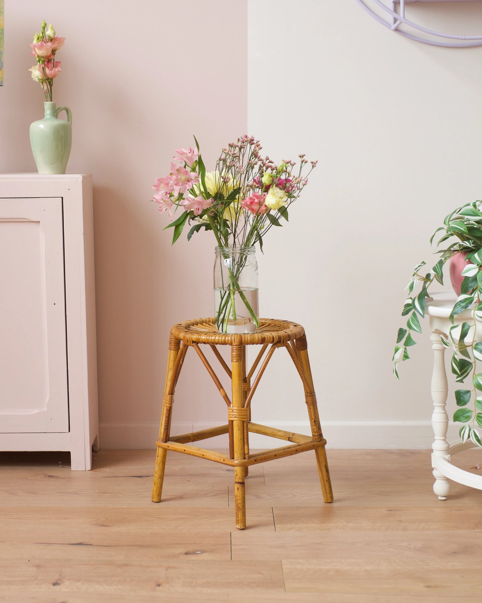 Tabouret vintage en rotin