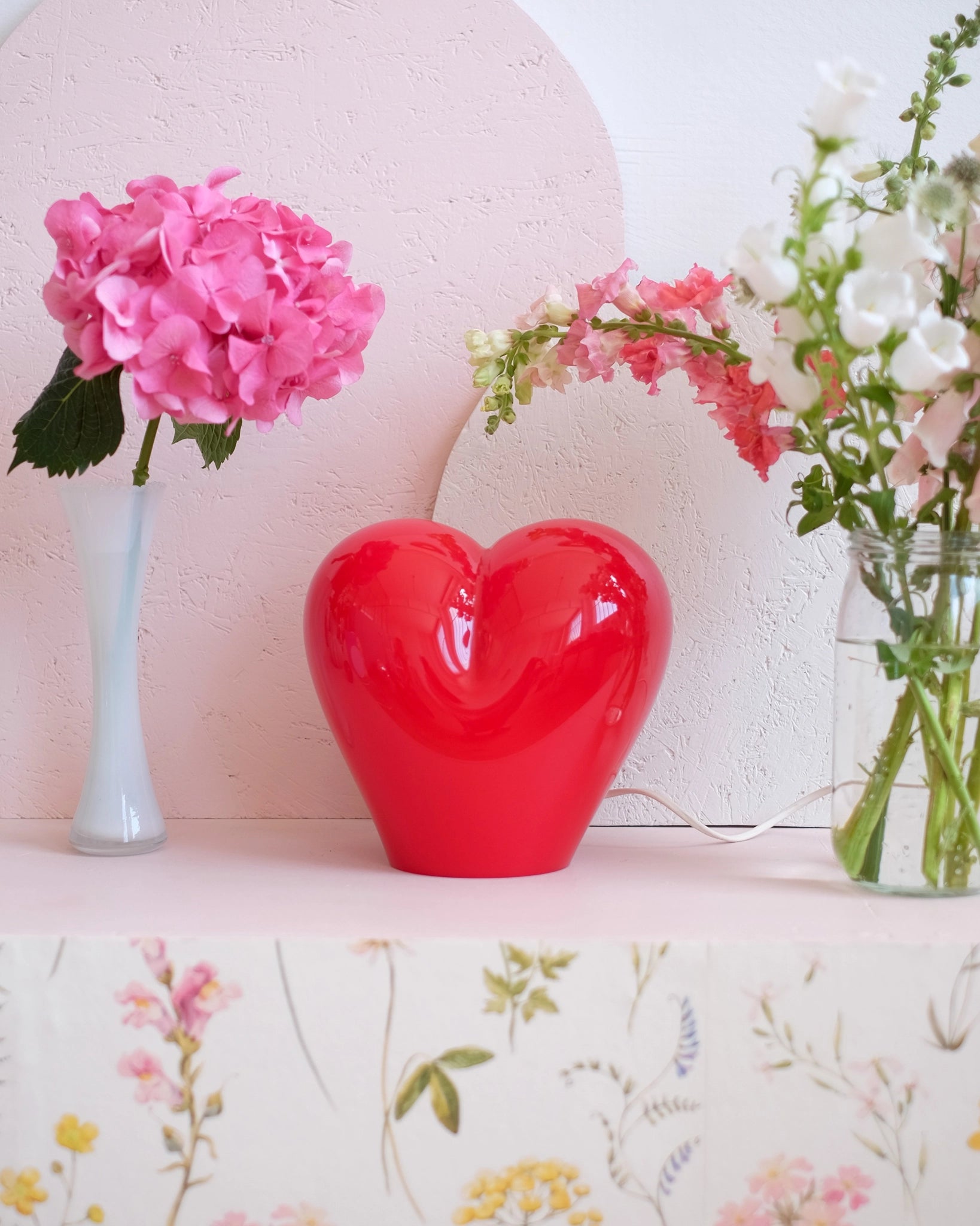 Lampe coeur vintage en verre