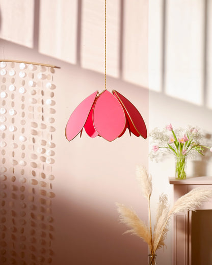 Suspension Fleur double - Flamingo et doré