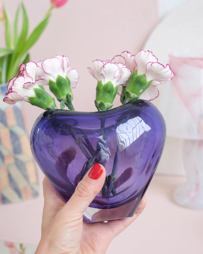 Vase coeur en verre danois