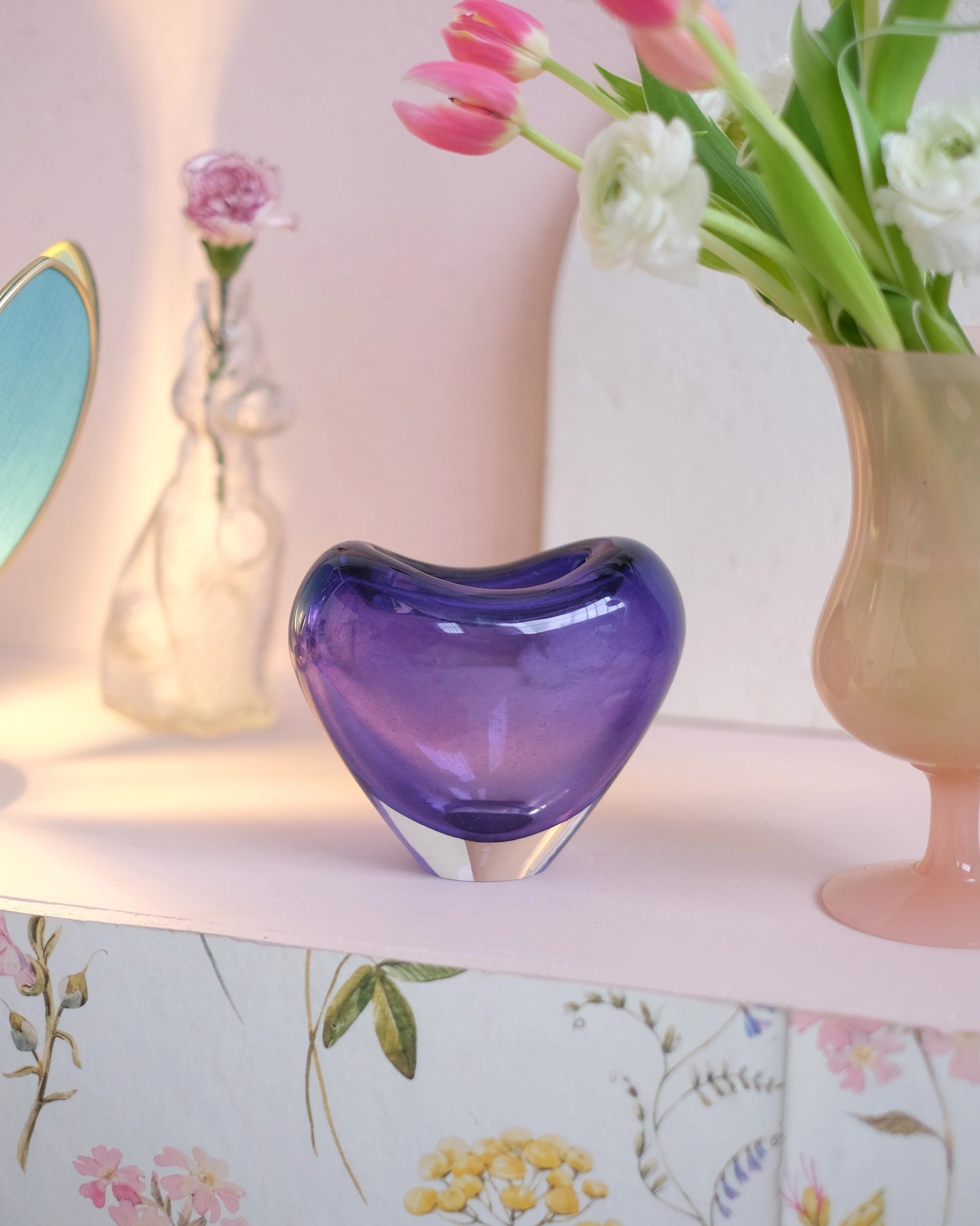 Vase coeur en verre danois