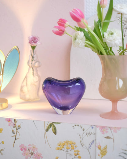 Vase coeur en verre danois